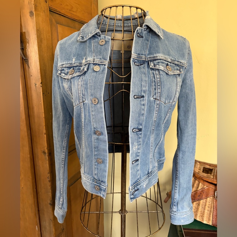 Ag Adriano Goldschmmied Light Blue Denim Jean Jacket